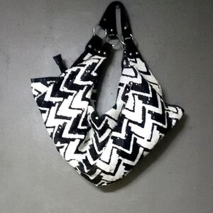 Black and White Chevron Hobo Bag